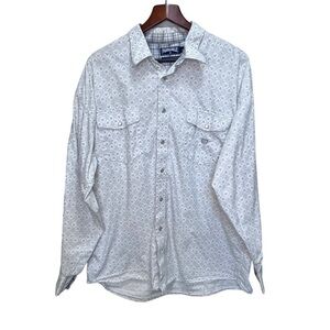 Panhandle White Geometric Print Button Down Shirt Size XL 100% Cotton